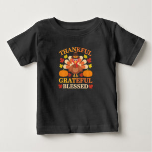 Thankful Grateful Blessed Turkey Thanksgiving Baby T-Shirt