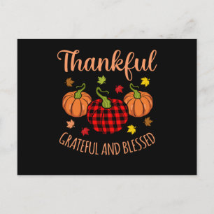 Thankful Grateful Blessed Turkey Thanksgiving Postcard