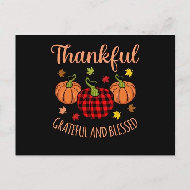 Thankful Grateful Blessed Turkey Thanksgiving Postcard (Front)