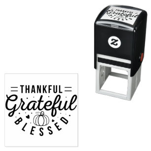 Thankful Grateful Blessed Typography Self-inking Stamp