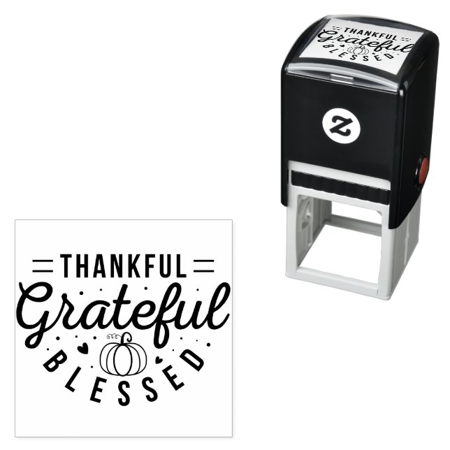 Thankful Grateful Blessed Typography  Self-inking Stamp (In Situ)