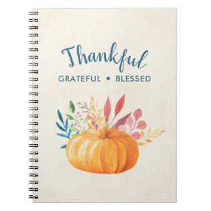 Thankful Grateful Blessed with Orange Pumpkin Notebook