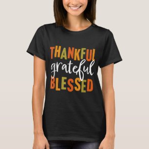 Thankful Grateful Blessed Women Men Kids Thanksgiv T-Shirt