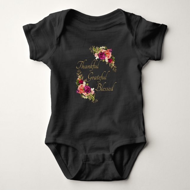 Thankful Grateful Blessed Women's Christian Faith Baby Bodysuit (Front)