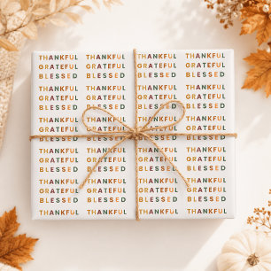 Thankful Grateful Blessed Wrapping Paper – Modern 