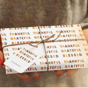 Thankful Grateful Blessed Wrapping Paper – Modern 
