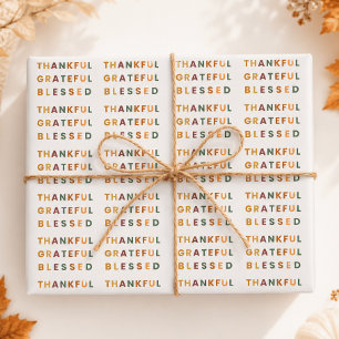 Thankful Grateful Blessed Wrapping Paper – Modern 