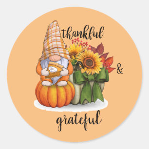 Thankful & grateful  classic round sticker