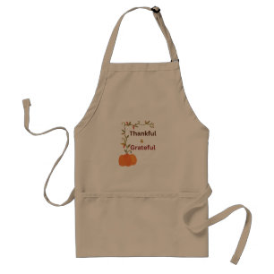 Thankful & Grateful Fall Pumpkin Thanksgiving Long Standard Apron