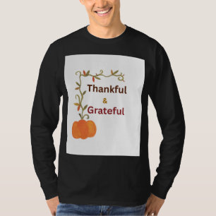 Thankful & Grateful Fall Pumpkin Thanksgiving Long T-Shirt
