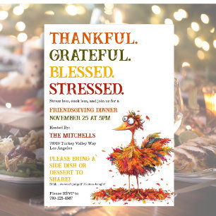 Thankful Grateful Friendsgiving Thanksgiving Invitation