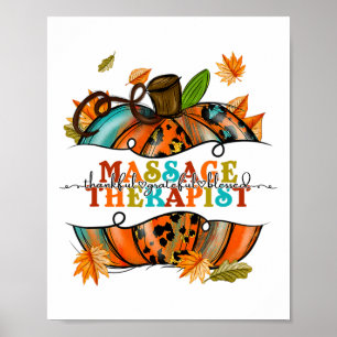 Thankful Grateful Mage Therapist Pumpkin Autumn Fa Poster