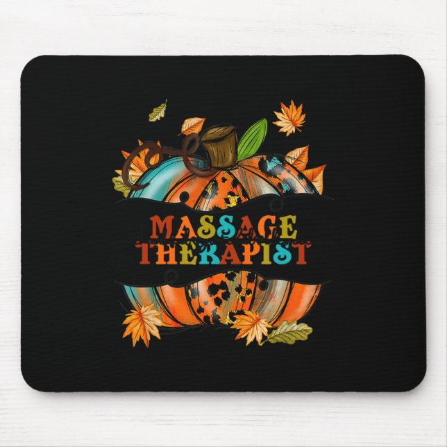 Thankful Grateful Massage Therapist Pumpkin Autumn Mouse Pad (Front)