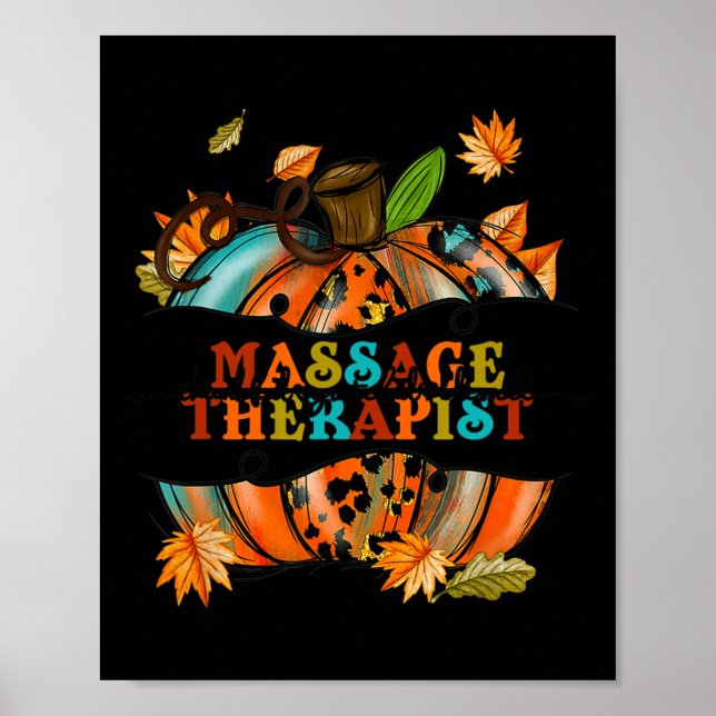 Thankful Grateful Massage Therapist Pumpkin Autumn Poster (Front)