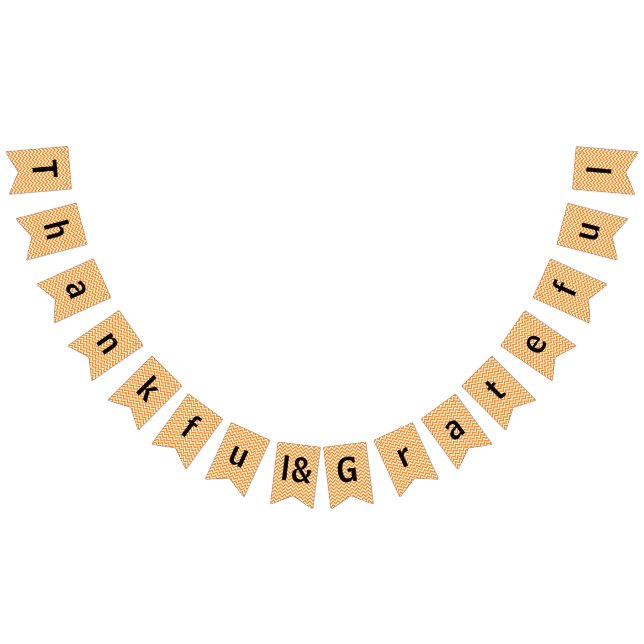 Thankful & Grateful Orange Chevron - Bunting Flags (All)