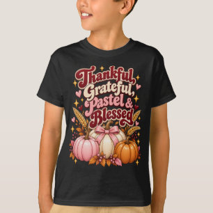 Thankful Grateful Pastel and Blessed Thanksgiving T-Shirt