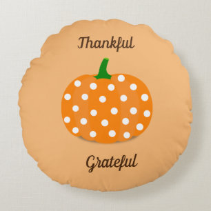 Thankful Grateful Pumpkin Design Round Cushion