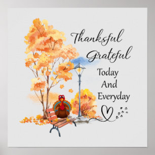 Thankful grateful Thanksgiving turkey  Poster