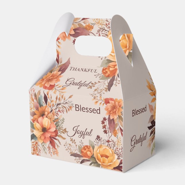 Thankful Grategul Blessed Floral Thanksgiving  Favour Box (Front Side)
