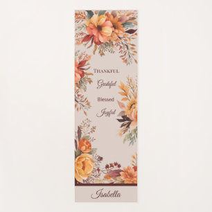 Thankful Grategul Blessed Floral Thanksgiving Yoga Mat