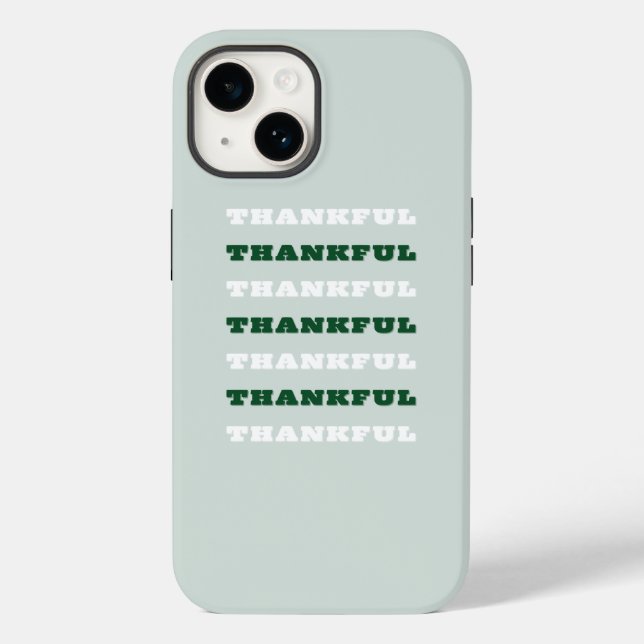 Thankful, Gratitude Quote, Green Case-Mate iPhone Case (Back)