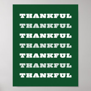 Thankful, Gratitude Quote, Green Poster