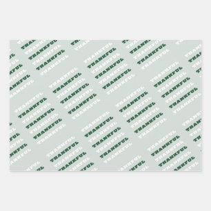 Thankful, Gratitude Quote, Green Wrapping Paper Sheet