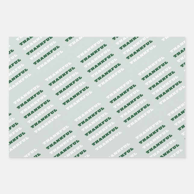 Thankful, Gratitude Quote, Green Wrapping Paper Sheet (Front)