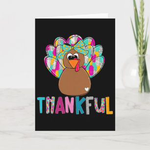Thankful Happy Thanksgiving Cute Turkey Day Girl W Card