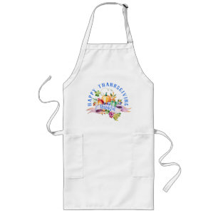 "Thankful" Happy Thanksgiving with Pumpkins Long Apron