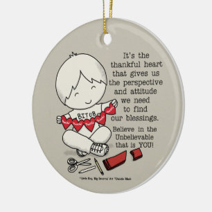 Thankful Hearts Ceramic Ornament