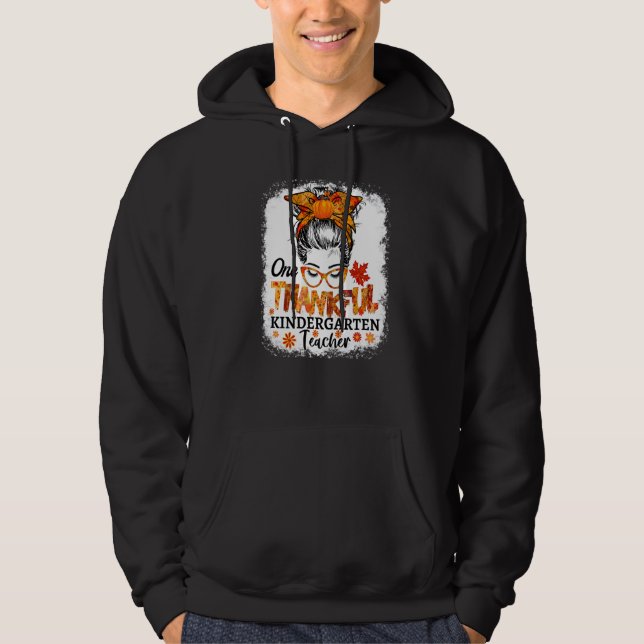 thankful kindergarten teacher fall thanksgiving me hoodie (Front)