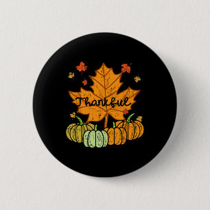 Thankful Leaf Pumpkin Cute Thanksgiving Fall Men W 6 Cm Round Badge