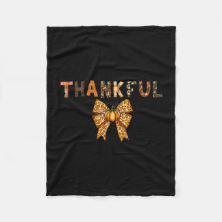 Thankful Leopard Bow Pumpkin Fall Apparel For Wome Fleece Blanket