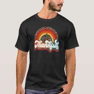 Thankful Leopard Pumpkin Trendy Fall Thanksgiving  T-Shirt