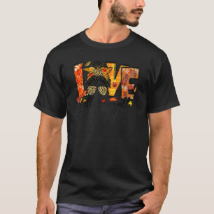 Thankful Love Fall Yall Retro Autumn Messy Bun Tha T-Shirt