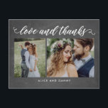 Thankful Love Thank You Postcard Chalkboard<br><div class="desc">Sending out your thank you note will be a breeze with this chic and stylish thank you postcard. Visit our designs showroom at WWW.BERRYBERRYSWEET.COM</div>