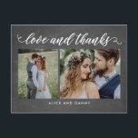 Thankful Love Thank You Postcard Chalkboard<br><div class="desc">Sending out your thank you note will be a breeze with this chic and stylish thank you postcard. Visit our designs showroom at WWW.BERRYBERRYSWEET.COM</div>