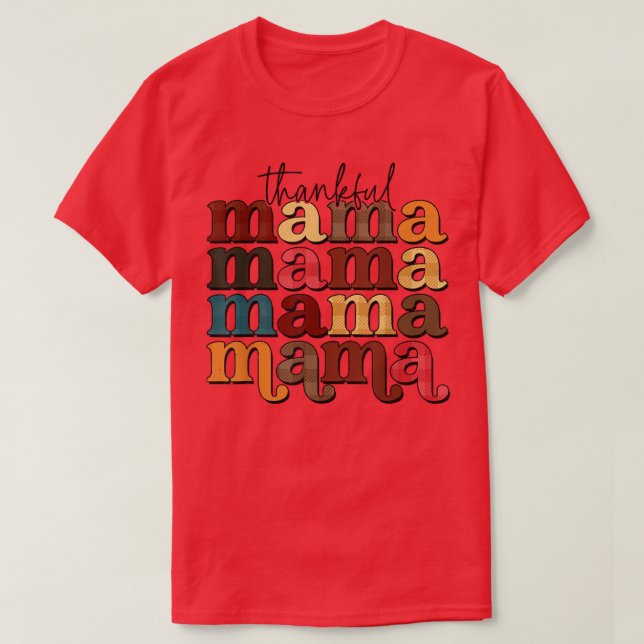 Thankful Mama Buffalo Plaid Fall Autumn Thanksgivi T-Shirt (Design Front)