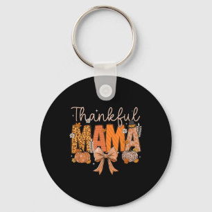Thankful Mama Coquette Bows Mum Fall Thanksgiving  Key Ring