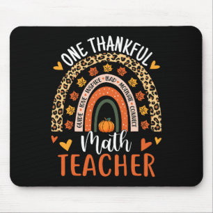 Thankful Math Teacher Fun Thanksgiving Rainbow Tea Mouse Pad