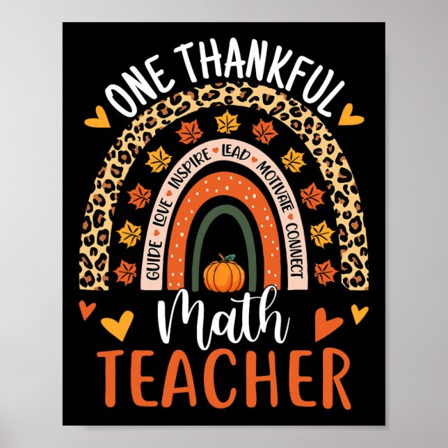 Thankful Math Teacher Fun Thanksgiving Rainbow Tea Poster (Front)