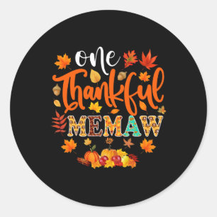 Thankful Memaw Fun Fall Autumn Thanksgiving Classic Round Sticker