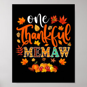 Thankful Memaw Fun Fall Autumn Thanksgiving  Poster