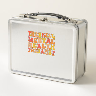Thankful Mental Health Therapist Thanksgiving Metal Lunch Box