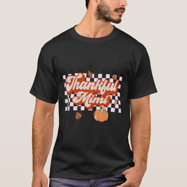 Thankful Mimi Retro Thanksgiving Fall Matching Fam T-Shirt (Front)