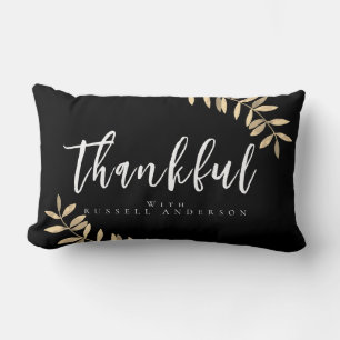 Thankful Modern Black Lumber Pillow