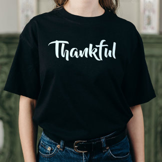 Thankful Modern Minimal Black Thanksgiving Holiday T-Shirt