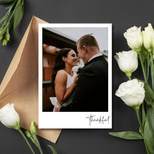 Thankful Modern Photo Wedding Thank You Card