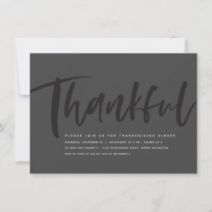 Thankful modern script Thanksgiving invitation